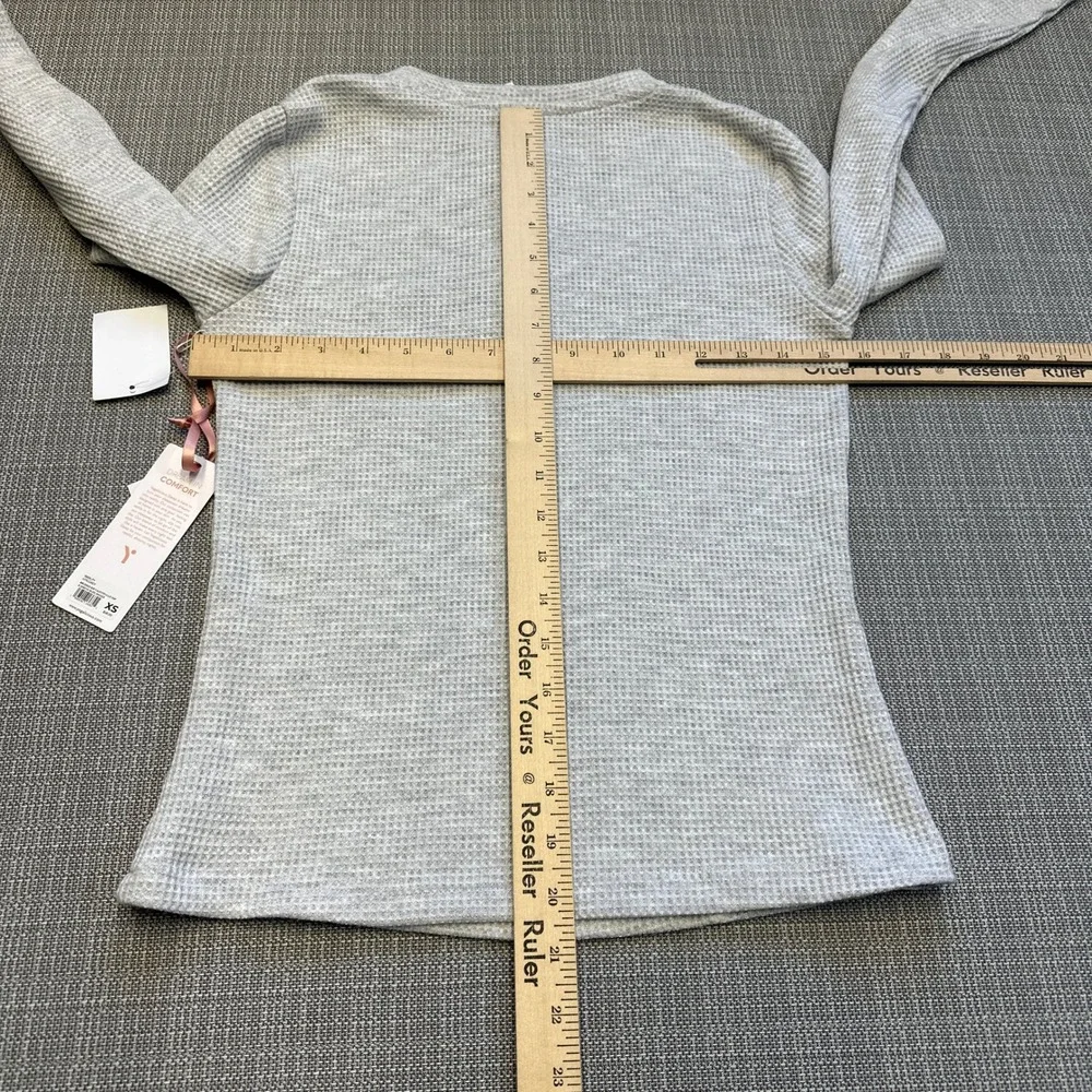 New Yogalicious Waffle Lounge Set XS Gray 2pc Brushed Thermal Top Joggers - Picture 5 of 10
